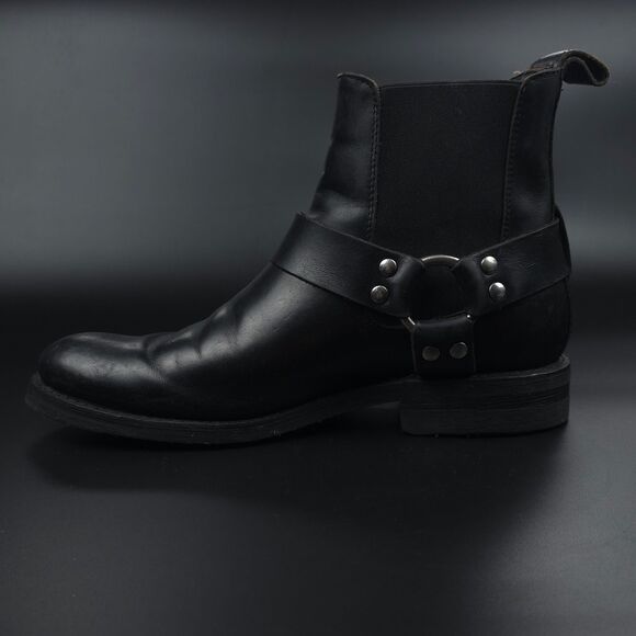 FRYE Stone Harness Chelsea Boots Black Boho Grunge Moto Biker Western Cowboy 9 - Picture 5 of 14